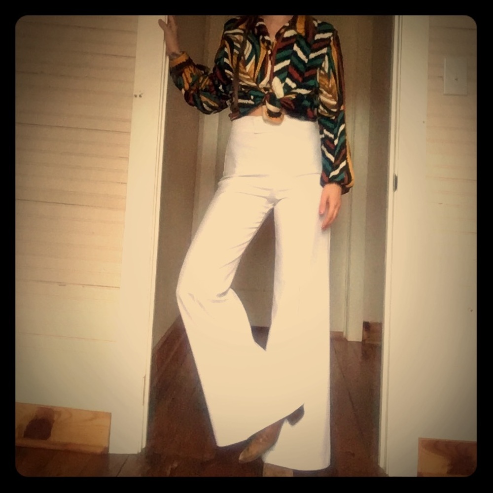 Vintage High Waisted White Pants